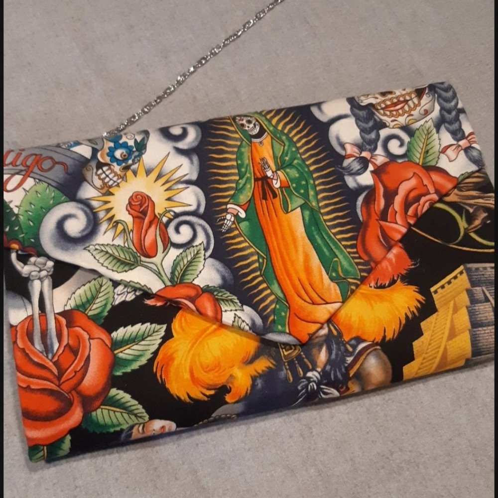 Aztec Skull Floral Purse/Clutch